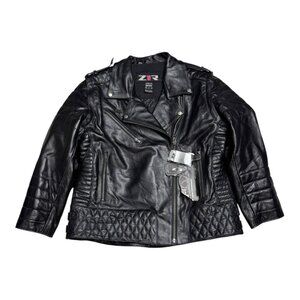Z1R Genuine Leather Motorcycle Biker Zip-Off Sleeves Vest Bomber Jacket NWT 3XL
